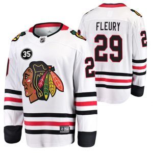 Chicago Blackhawks Trikot Marc-Andre Fleury Weiß 35 Patch Honor Tony Esposito Auswärts